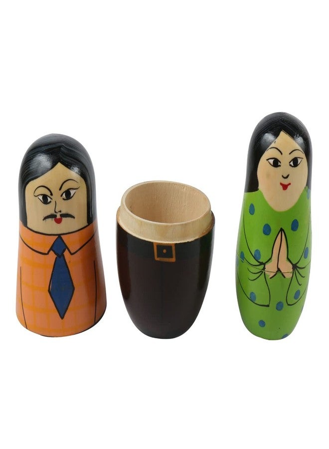 CHANNAPATNA TOYS Wooden Family Russian Nesting Dolls Set for Kids (2 Years+) - 6 Inch Multicolor - Set of 5 pcs - Improves Hand Eye Coordination and Fine Motor Skills - Image 5